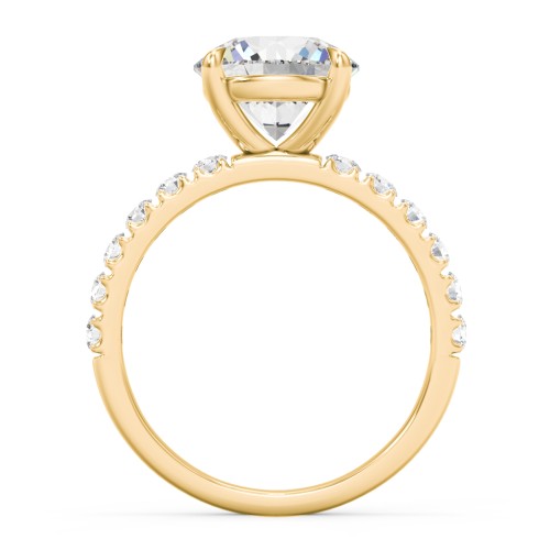 3 ct. (9mm) Moissanite Engagement Ring With 2mm Side Stones – 10K Yellow Gold with Moissanite and Lab Diamond
