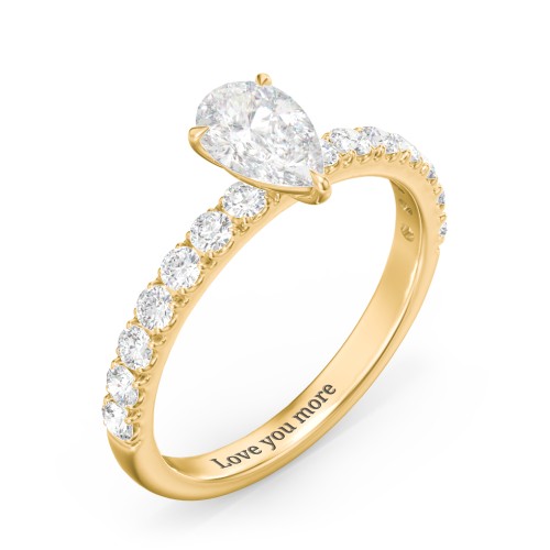 1 ct. (8x5mm) Pear Moissanite Engagement Ring With 2mm Side Stones