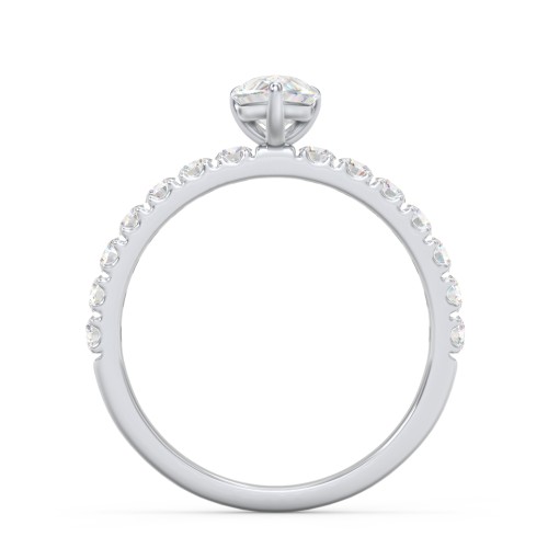 1 ct. (8x5mm) Pear Moissanite Engagement Ring With 2mm Side Stones – 10K White Gold with Moissanite and Lab Diamond