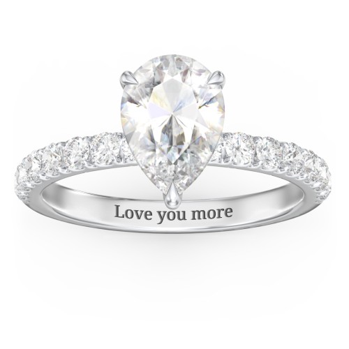 2 ct. (10x7mm) Pear Moissanite Engagement Ring With 2mm Side Stones