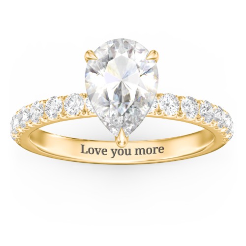2 ct. (10x7mm) Pear Moissanite Engagement Ring With 2mm Side Stones