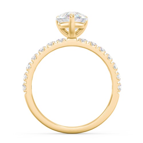 2.5 ct. (10.5x7mm) Pear Moissanite Engagement Ring With 2mm Side Stones – 10K Yellow Gold with Moissanite and Lab Diamond
