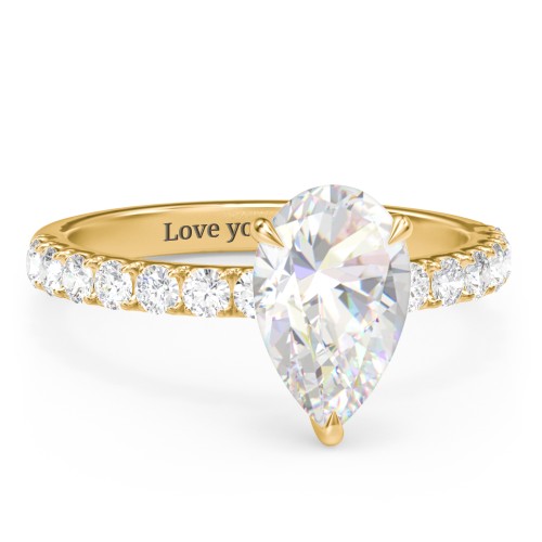 3 ct. (11x7mm) Pear Moissanite Engagement Ring With 2mm Side Stones