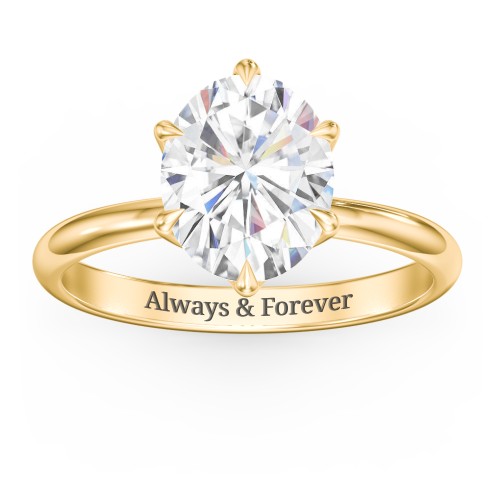 3 ct. (10x8mm) Moissanite Engagement Ring with Tulip Setting – 10K Yellow Gold with Moissanite