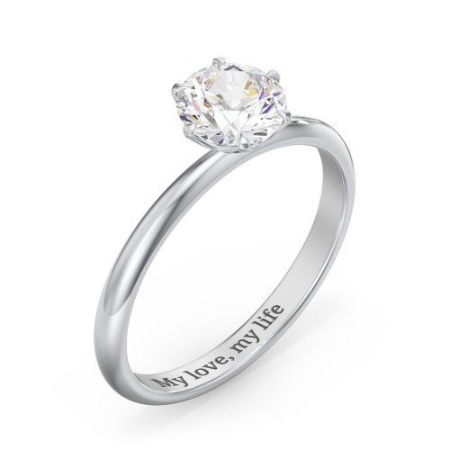 1 ct. (6.5mm) Moissanite Engagement Ring with Tulip Setting – 10K White Gold with Moissanite