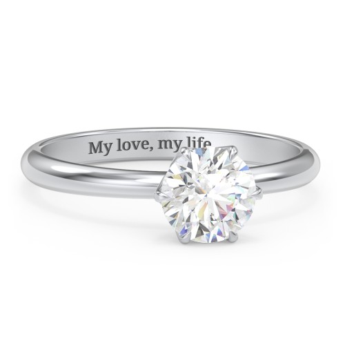 1 ct. (6.5mm) Moissanite Engagement Ring with Tulip Setting – 10K White Gold with Moissanite