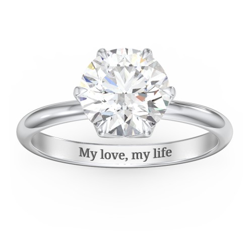 2.5 ct. (8.5mm) Moissanite Engagement Ring with Tulip Setting – 10K White Gold with Moissanite