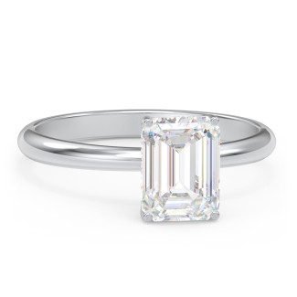2 ct. DEW (8x6mm) Emerald-Cut Moissanite Engagement Ring with Hidden Halo