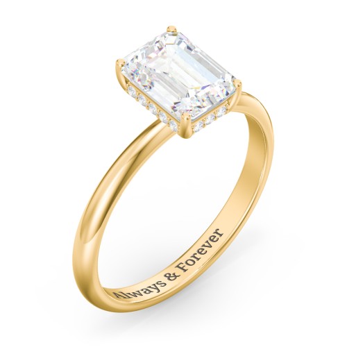 2 ct. (8x6mm) Emerald-Cut Moissanite Engagement Ring with Hidden Halo