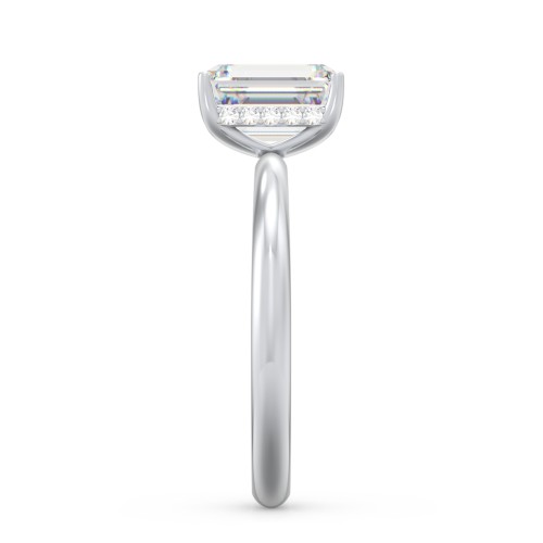 2 ct. (8x6mm) Emerald-Cut Moissanite Engagement Ring with Hidden Halo