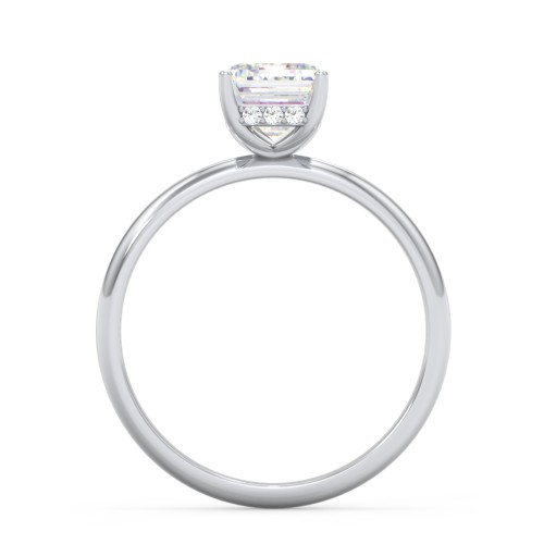 2 ct. (8x6mm) Emerald-Cut Moissanite Engagement Ring with Hidden Halo – 10K White Gold with Moissanite and Lab Diamond