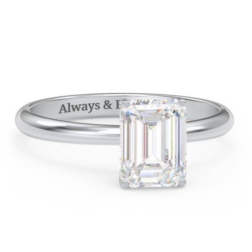 2 ct. (8x6mm) Emerald-Cut Moissanite Engagement Ring with Hidden Halo – 10K White Gold with Moissanite and Lab Diamond