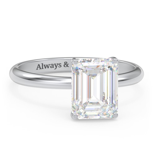 3 ct. (9x7mm) Emerald-Cut Moissanite Engagement Ring with Hidden Halo