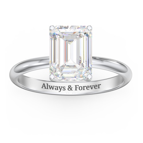 3 ct. (9x7mm) Emerald-Cut Moissanite Engagement Ring with Hidden Halo – 10K White Gold with Moissanite and Lab Diamond
