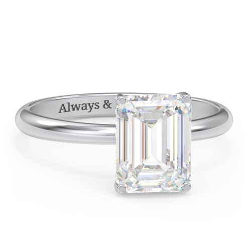3 ct. (9x7mm) Emerald-Cut Moissanite Engagement Ring with Hidden Halo – 10K White Gold with Moissanite and Lab Diamond