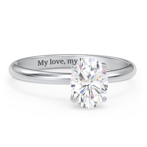 1.5 ct. (8x6mm) Oval Moissanite Engagement Ring with Hidden Halo