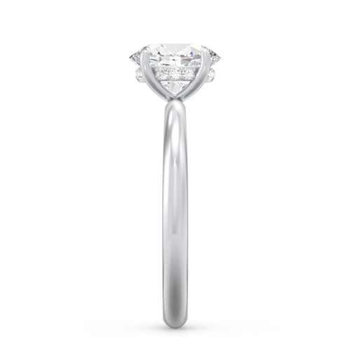 1.5 ct. (8x6mm) Oval Moissanite Engagement Ring with Hidden Halo – 10K White Gold with Moissanite and Lab Diamond