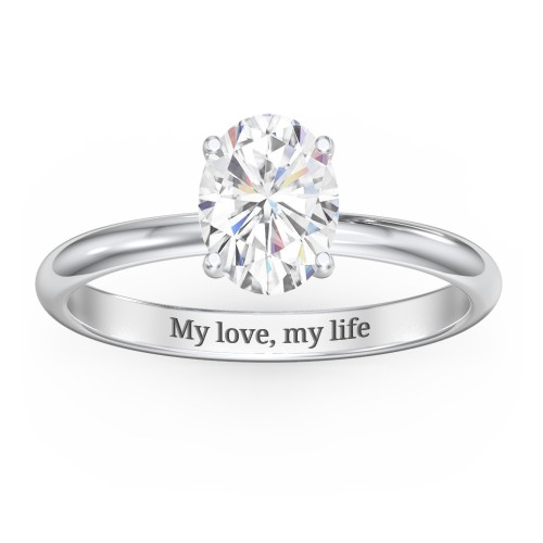1.5 ct. (8x6mm) Oval Moissanite Engagement Ring with Hidden Halo – 10K White Gold with Moissanite and Lab Diamond