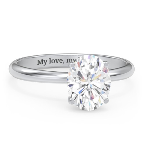 2 ct. (9x7mm) Oval Moissanite Engagement Ring with Hidden Halo