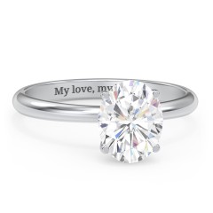 2 ct. (9x7mm) Oval Moissanite Engagement Ring with Hidden Halo – 10K White Gold with Moissanite and Lab Diamond