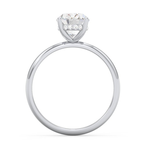 2 ct. (9x7mm) Oval Moissanite Engagement Ring with Hidden Halo – 10K White Gold with Moissanite and Lab Diamond