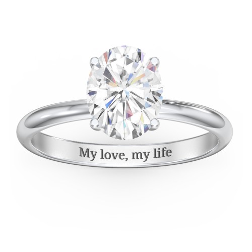 2 ct. (9x7mm) Oval Moissanite Engagement Ring with Hidden Halo – 10K White Gold with Moissanite and Lab Diamond