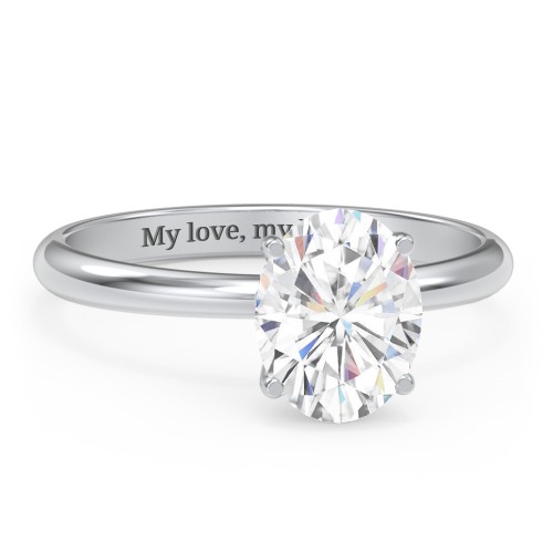 2 ct. (9x7mm) Oval Moissanite Engagement Ring with Hidden Halo – 10K White Gold with Moissanite and Lab Diamond