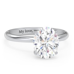 3 ct. (10x8mm) Oval Moissanite Engagement Ring with Hidden Halo – 10K White Gold with Moissanite and Lab Diamond