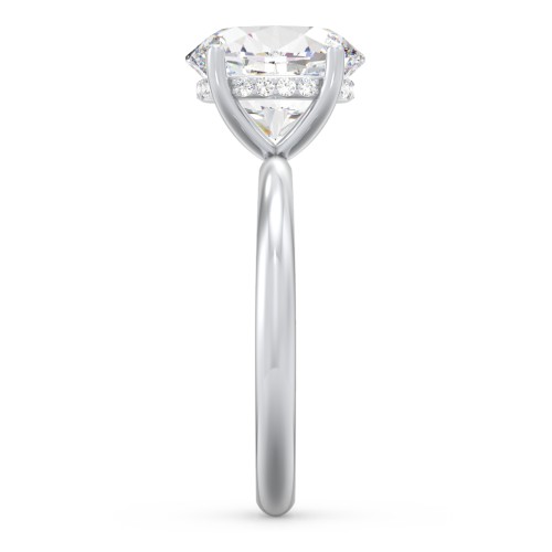 3 ct. (10x8mm) Oval Moissanite Engagement Ring with Hidden Halo – 10K White Gold with Moissanite and Lab Diamond
