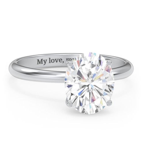 3 ct. (10x8mm) Oval Moissanite Engagement Ring with Hidden Halo – 10K White Gold with Moissanite and Lab Diamond