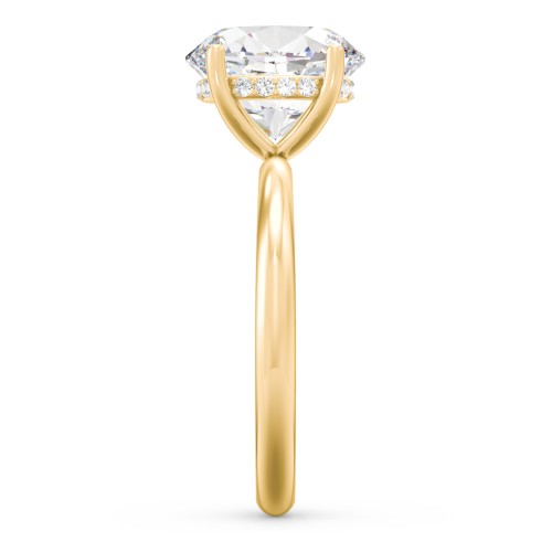 3 ct. (10x8mm) Oval Moissanite Engagement Ring with Hidden Halo – 10K Yellow Gold with Moissanite and Lab Diamond