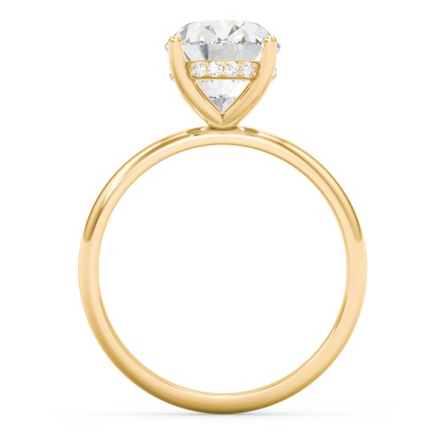 3 ct. (10x8mm) Oval Moissanite Engagement Ring with Hidden Halo – 10K Yellow Gold with Moissanite and Lab Diamond