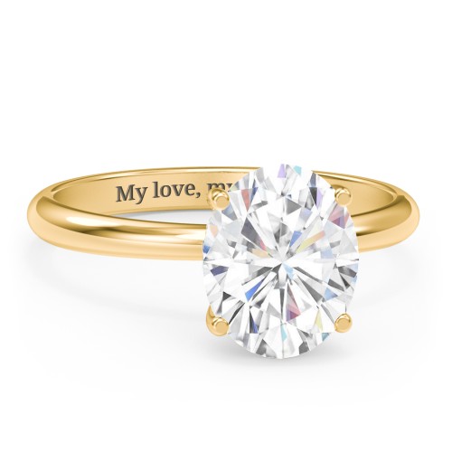 3 ct. (10x8mm) Oval Moissanite Engagement Ring with Hidden Halo – 10K Yellow Gold with Moissanite and Lab Diamond