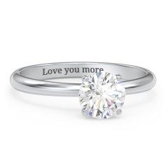1 ct. (6.5mm) Moissanite Engagement Ring with Hidden Halo – 10K White Gold with Moissanite and Lab Diamond