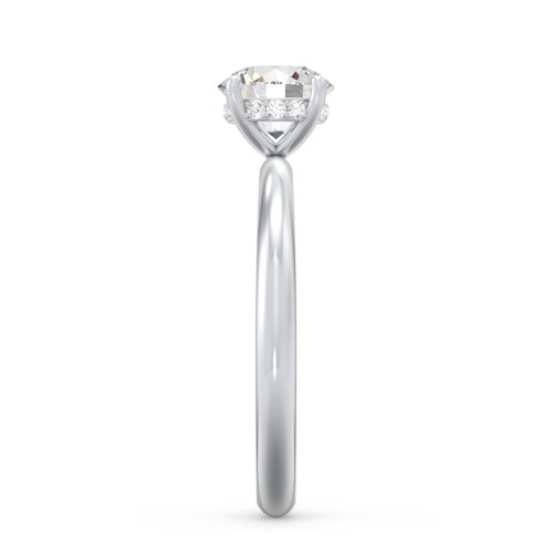 1 ct. (6.5mm) Moissanite Engagement Ring with Hidden Halo – 10K White Gold with Moissanite and Lab Diamond