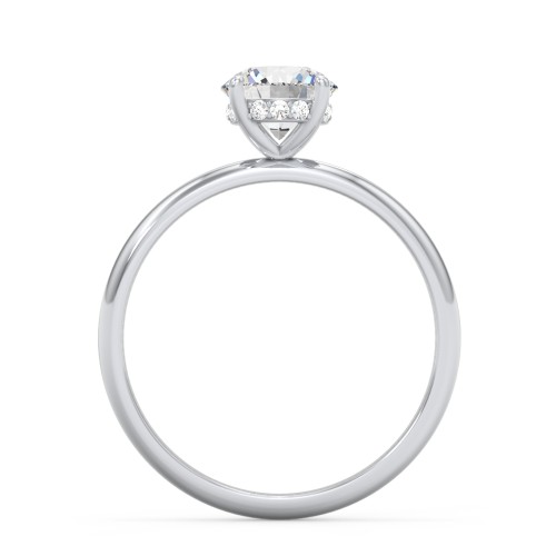 1 ct. (6.5mm) Moissanite Engagement Ring with Hidden Halo – 10K White Gold with Moissanite and Lab Diamond