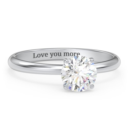 1 ct. (6.5mm) Moissanite Engagement Ring with Hidden Halo – 10K White Gold with Moissanite and Lab Diamond