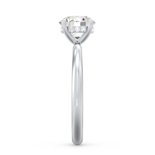 1.5 ct. (7.5mm) Moissanite Engagement Ring with Hidden Halo – 10K White Gold with Moissanite and Lab Diamond
