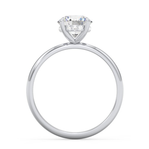 1.5 ct. (7.5mm) Moissanite Engagement Ring with Hidden Halo – 10K White Gold with Moissanite and Lab Diamond