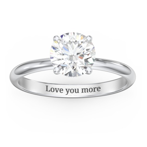 1.5 ct. (7.5mm) Moissanite Engagement Ring with Hidden Halo – 10K White Gold with Moissanite and Lab Diamond