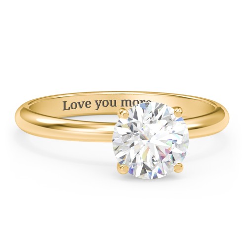 1.5 ct. (7.5mm) Moissanite Engagement Ring with Hidden Halo – 10K Yellow Gold with Moissanite and Lab Diamond