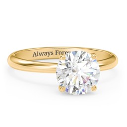 2 ct. (8mm) Moissanite Engagement Ring with Hidden Halo in 10K Solid Yellow Gold with Moissanite and Lab Diamond