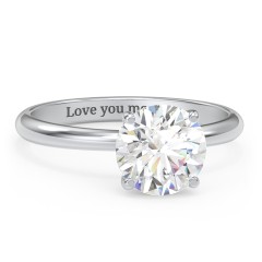 2 ct. (8mm) Moissanite Engagement Ring with Hidden Halo – 10K White Gold with Moissanite and Lab Diamond