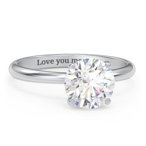 2 ct. (8mm) Moissanite Engagement Ring with Hidden Halo – 10K White Gold with Moissanite and Lab Diamond