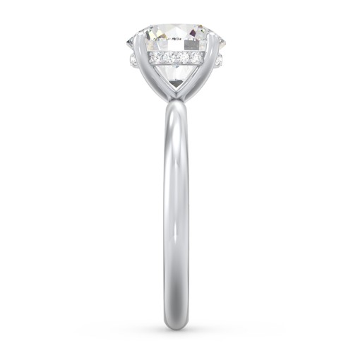 2.5 ct. (8.5mm) Moissanite Engagement Ring with Hidden Halo – 10K White Gold with Moissanite and Lab Diamond