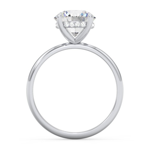 2.5 ct. (8.5mm) Moissanite Engagement Ring with Hidden Halo – 10K White Gold with Moissanite and Lab Diamond