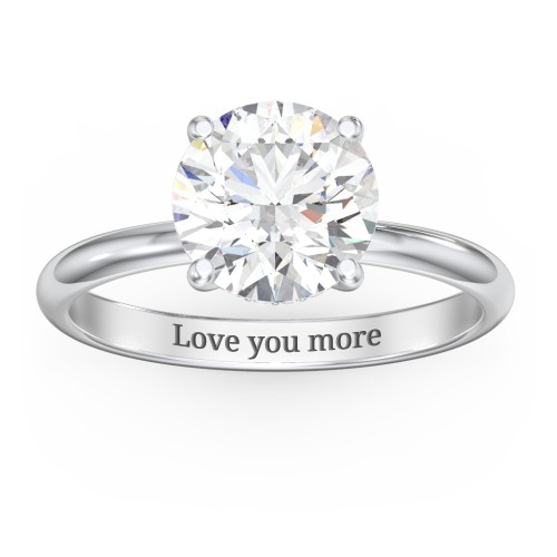 2.5 ct. (8.5mm) Moissanite Engagement Ring with Hidden Halo – 10K White Gold with Moissanite and Lab Diamond