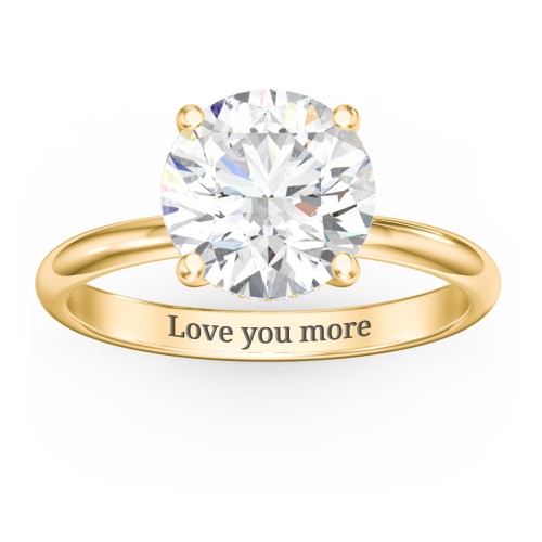 3 ct. (9mm) Moissanite Engagement Ring with Hidden Halo – 10K Yellow Gold with Moissanite and Lab Diamond