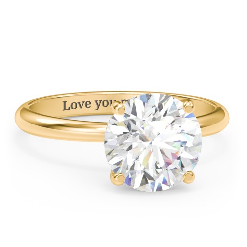 3 ct. (9mm) Moissanite Engagement Ring with Hidden Halo – 10K Yellow Gold with Moissanite and Lab Diamond