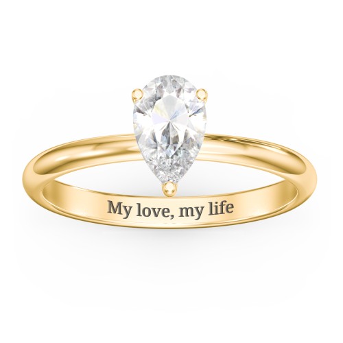 1 ct. (8x5mm) Pear Moissanite Engagement Ring with Hidden Halo